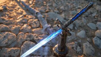 this is an image like a sword in a stone yard, photo