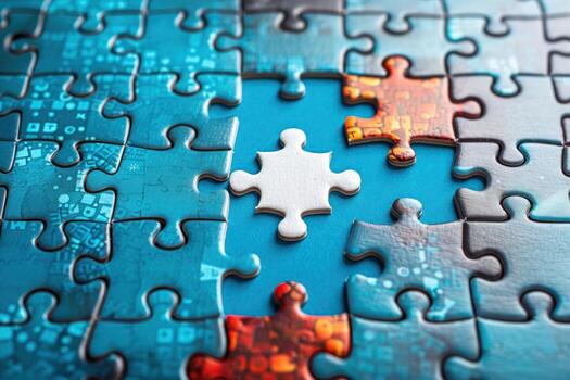 un rompecabezas siendo ensamblado dentro cuatro piezas, foto