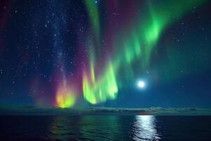 the light beams in the sky are reflected by water, photo