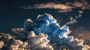 the moon rises above the clouds with many different kinds, photo
