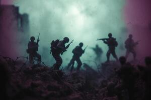 the marines is getting ready to attack on their guns, photo