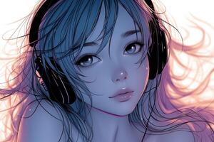 an image of girl listening to music, photo