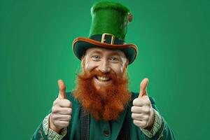 a man with orange beard wearing green and gold, photo