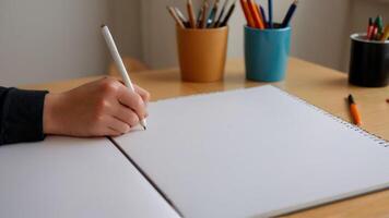 someone filling with pens doing something in their journal, photo
