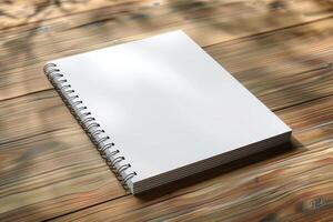 an open notebook sitting on top of wooden table, photo