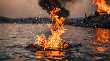 the fire from an artificial object is being used as a propello, photo