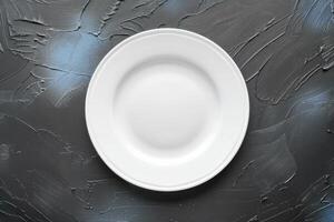 an empty plate on top of wooden counter, photo