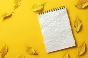 an old sheet of paper lying on several leaves, photo