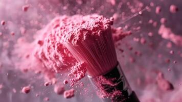 pink color being spread from makeup brush, photo