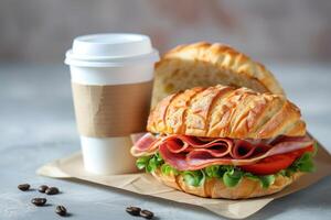 a sandwich sitting on top of a paper wrapper, photo