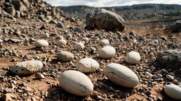 the rocks have been laid out in a rocky area, photo