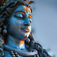 the statue of lord shiva on top of the building, photo