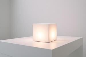 there are two cube shaped lights on a white surface, photo