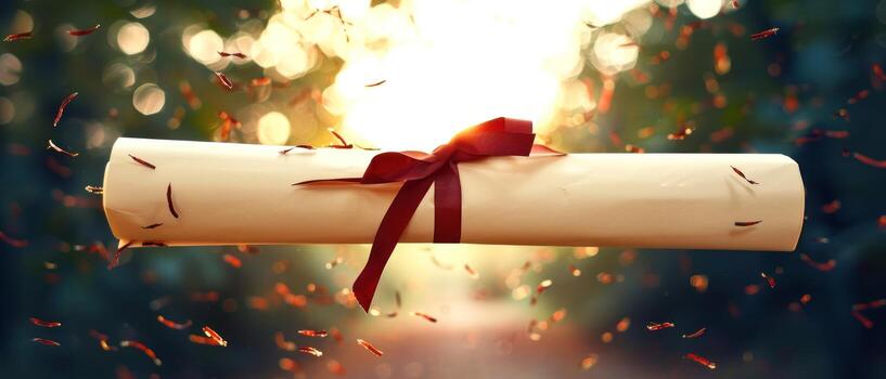 a big roll of paper with a ribbon on it, photo