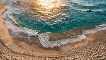 an aerial view of the ocean at the beach, photo
