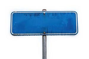 a close up view of a blue traffic sign, photo