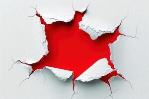 a hole made in the paper shows the red center, photo