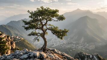 the view from atop a very high rock cliff, photo