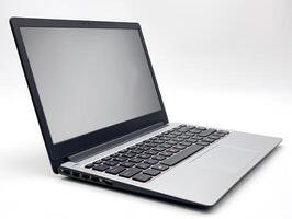 the lap top is sitting open on a white surface, photo