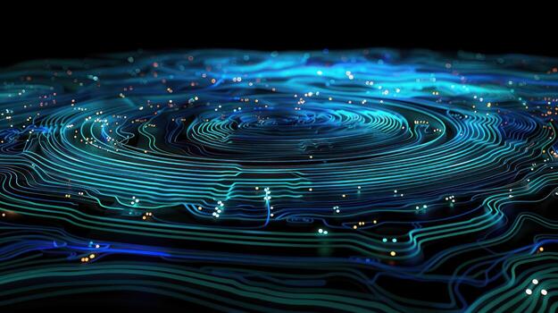 an abstract, wavy swirl with many colored lights, photo