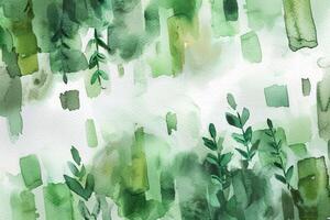 abstract watercolor painting, made in greens, photo