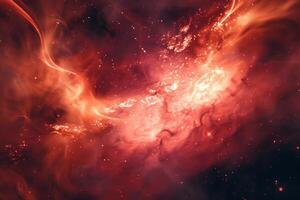 a red star swirl and smokes flying through space, photo