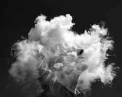 smoke coming from the face of a gentleman, photo