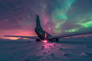 a very big pretty plane under the stars, photo