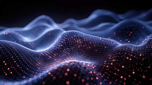 abstract blue and black wavy shapes are featured in this image, photo