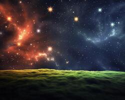 an illuminated stars and planetary objects in the background, photo