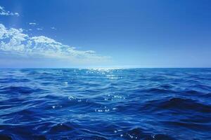 blue waves and the sun in clear sky, photo