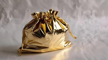 a bag with some gold decorations on top of it, photo