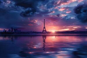 an image of beautiful cityscape at sunset, photo