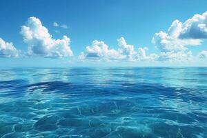 water has many clouds in the sky and water is blue, photo