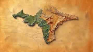 a map is on the wall showing the country's major rivers, photo