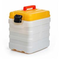 the yellow and white plastic box holds two containers, photo