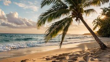 the sun is shining on a tropical beach, photo