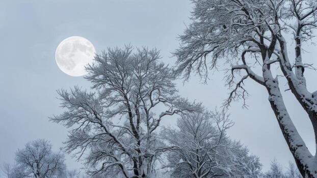 tree lined road with full moon in the sky, photo