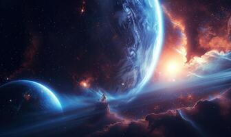 a galaxy containing blue, grey and yellow color, photo