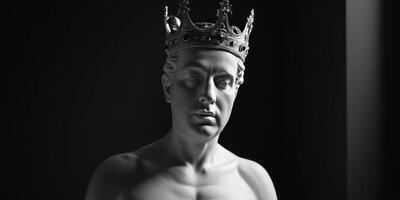 an odd statue wearing a face helmet above his head, photo
