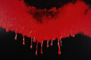 red paint drips down from and around a black heart, photo