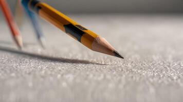 the tip of two pencils resting on top of paper, photo