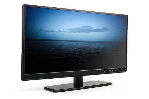 the flat panel screen on the tv displaying the water, photo