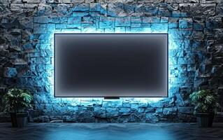 there is a blue light streaming on this tv screen, photo
