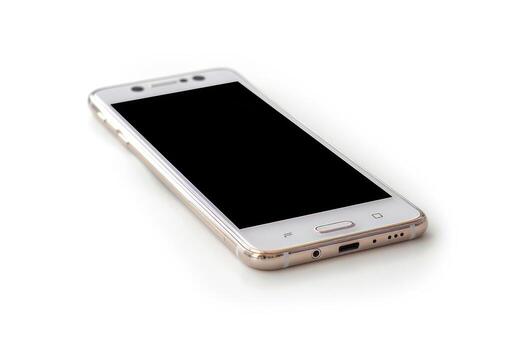 a blank white and silver galaxy note showing front view with the new product display, photo
