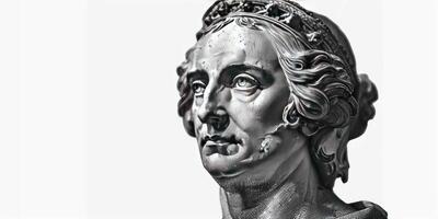 a statue on display with white background, photo