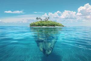 a close up of the bottom part of an abandoned boat and green plant island, photo