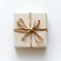 an empty package has some string tied around it, photo