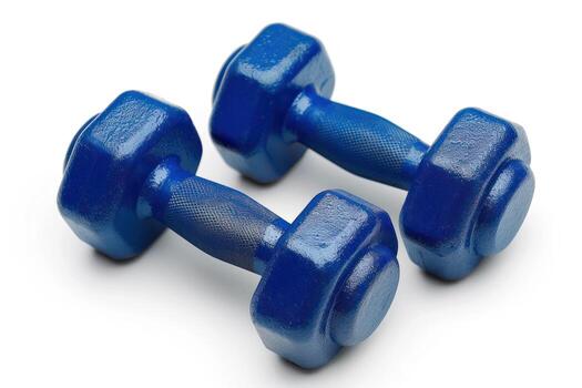 2 pairs of blue dumbbells laying on top of each other, photo