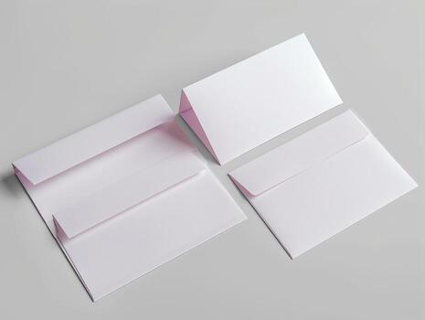 four pink cards with different types on them, photo